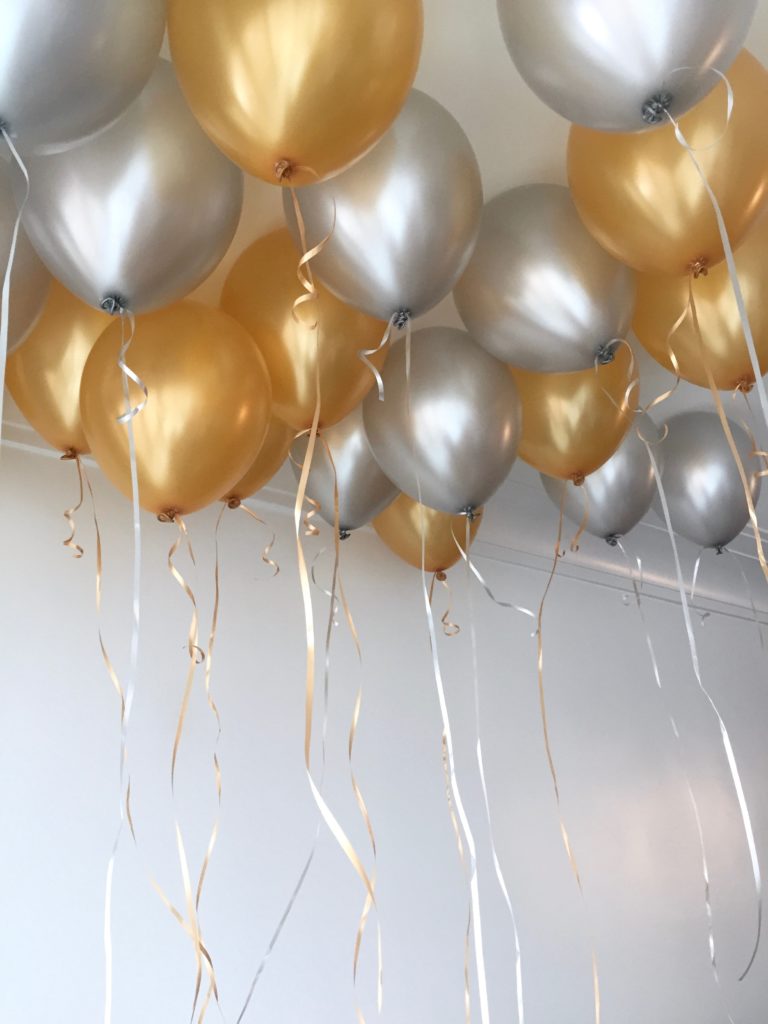 silver and gold balloons